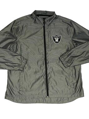 Oakland Raiders G-III Windbreaker Jacket Gray XL NFL Full Zip Mesh Lined